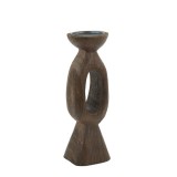 CANDLE HOLDER HOLE BROWN WOOD    - CANDLE HOLDERS, CANDLES